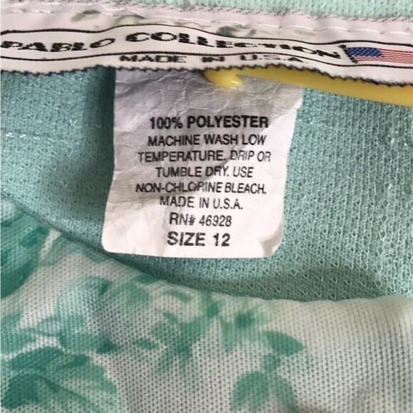 Vintage Pablo Collection Two Piece Skirt Jacket Top Mint Green Floral Women 12 - Picture 10 of 16